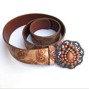 Streets Ahead leather belt embellished buckle